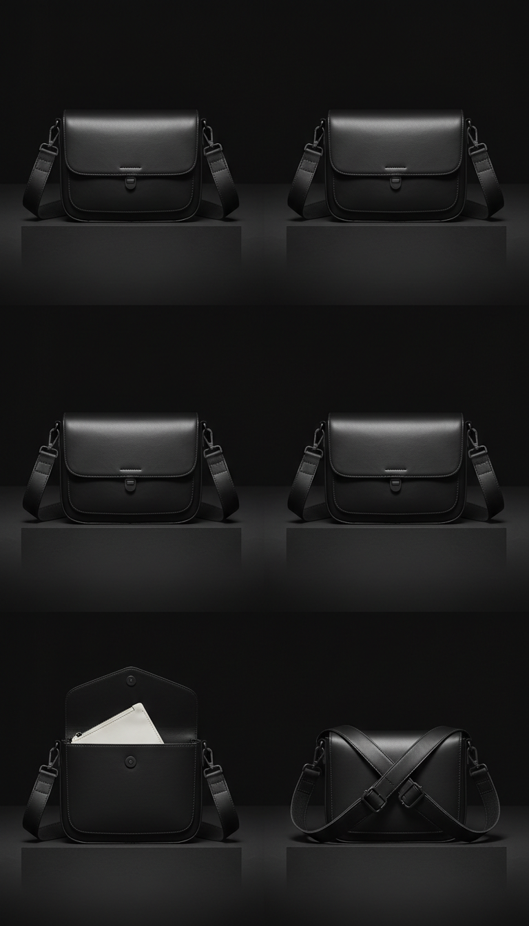 Monochrome Matte Leather Crossbody Bag